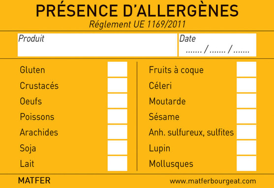 Etiquettes allergènes adhesive format 51x71mm