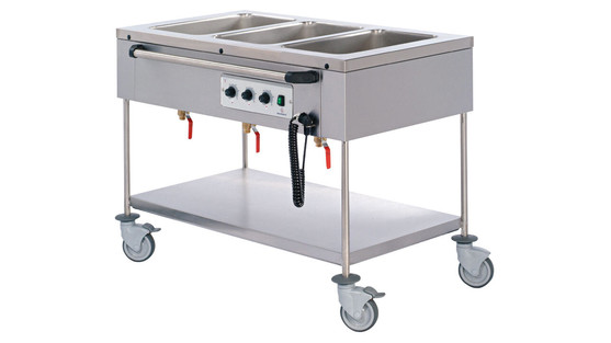 Chariot bain marie mobile 3 cuves séparées gn1/1 sans étuves