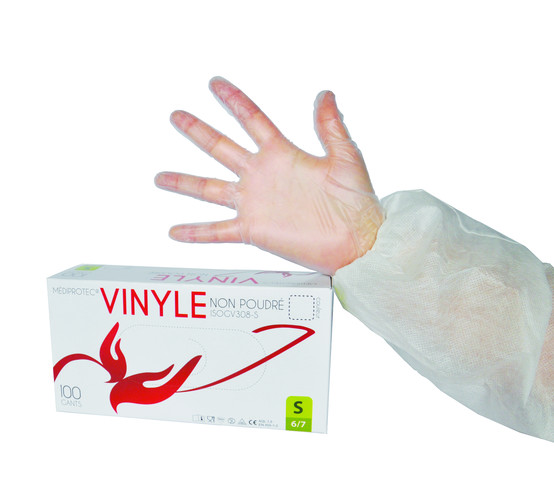 Gant vinyl non poudré blanc Taille M 