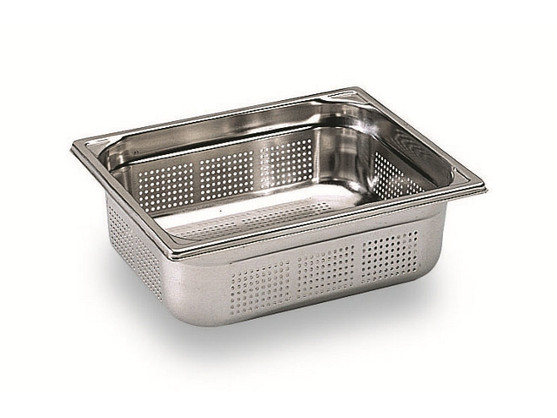 Bac gastronorme 1/2 perforé sans anse, en inox p. 150mm