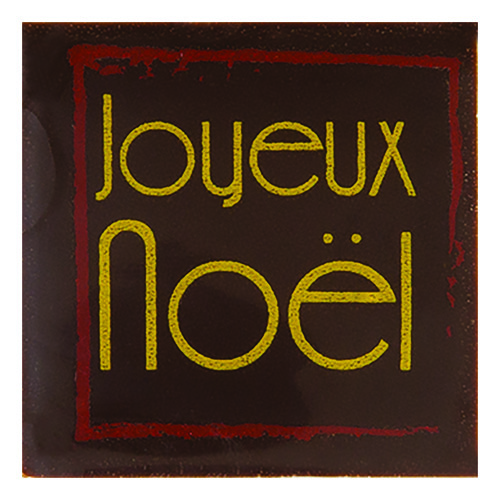 Carré chocolat noir joyeux Noël cadre 30 x 30 mm 