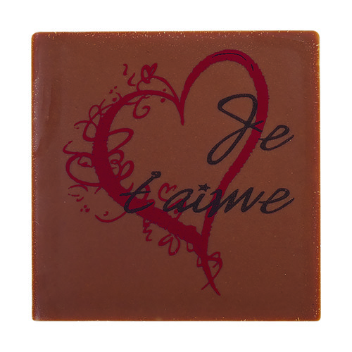 Carré chocolat au lait je t'aime coeur amour 50 x 50 mm 