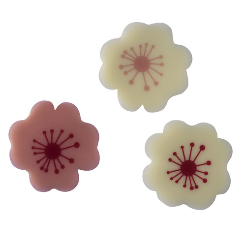 Décor chocolat blanc fleur cerisier 3 modèles diamètre 27mm