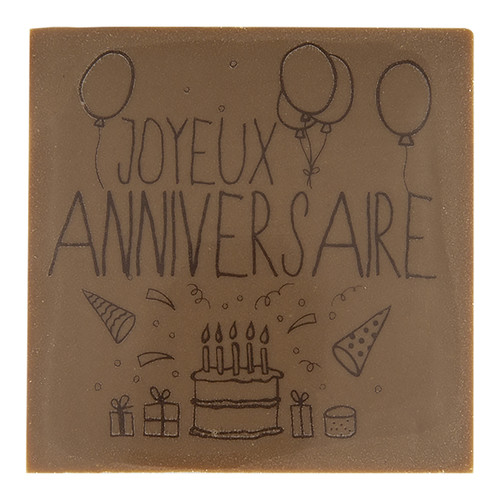 Carré chocolat au lait joyeux anniversaire 50 x 50 mm 