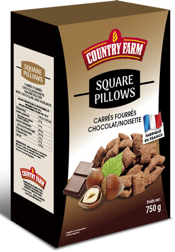 Square pillow - carré fourré chocolat et noisettes 