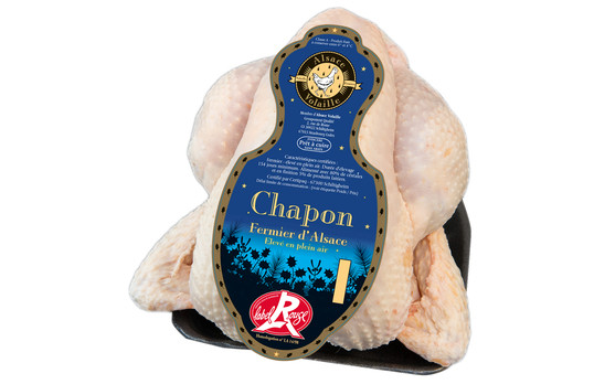 Chapon fermier label rouge sans peau sous vide 