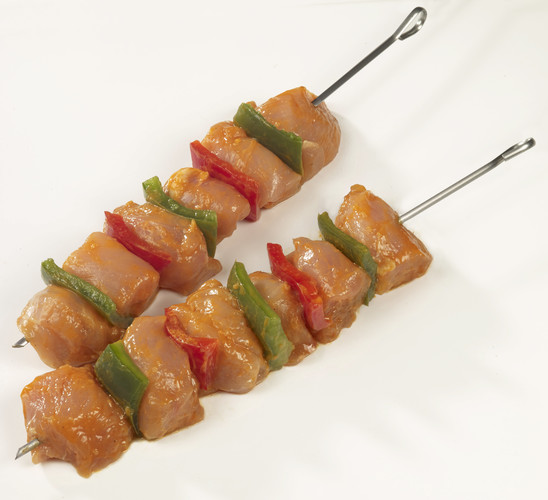 Brochette filet de poulet marinade barbecue poivrons vert et rouge 270g