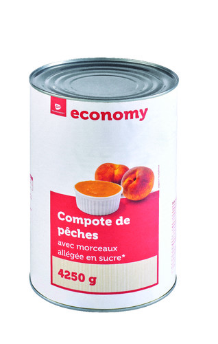 Compote de pêches avec morceaux allégée en sucres 