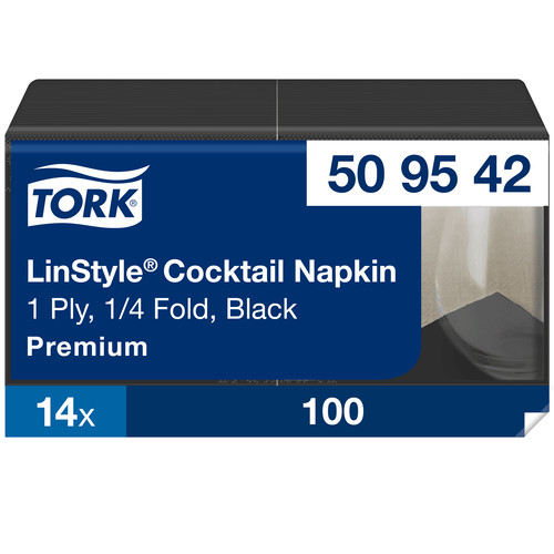 Serviettes premium linstyle cocktail noir 