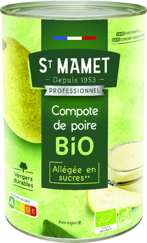 Compote poire allégée bio 