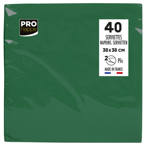 Serviettes ouate dimension 38x38 couleur vert sapin