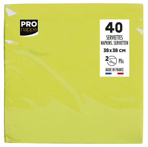 Serviette ouate dimension 38x38 couleur vert kiwi