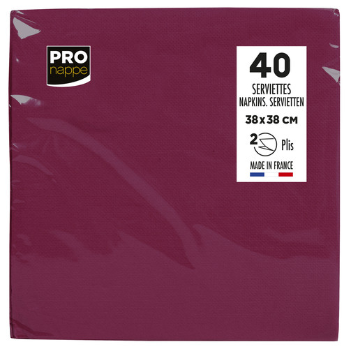 Serviette ouate dimension 38x38 couleur bordeaux