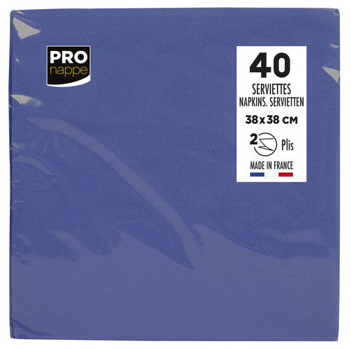 Serviette ouate dimension 38x38 couleur bleu marine