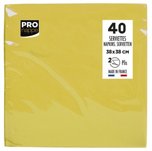 Serviette ouate dimension 38x38 couleur jaune