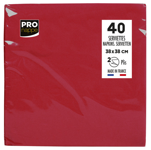 Serviette ouate dimension 38x38 couleur rouge