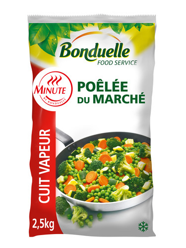 Poêlée du marché minute brocolis, pois maraîcher, courgettes vertes, carottes