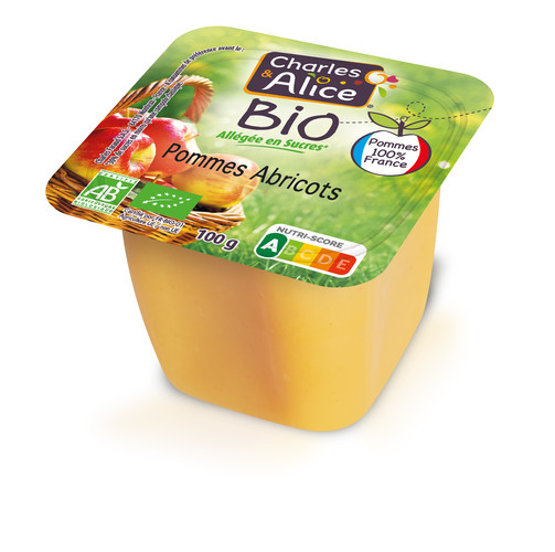 Compote pomme/abricot bio allégée en sucres fruits 100% France