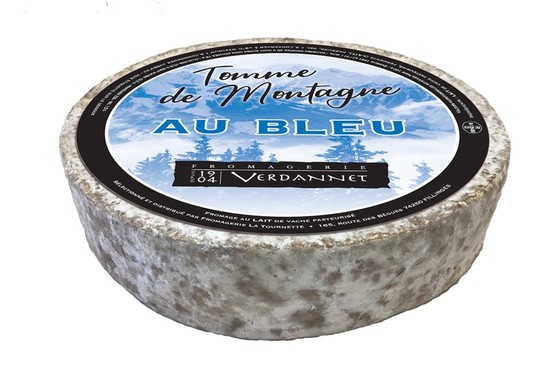 Tomme de montagne au bleu au lait pasteurisé 25% m.g. 