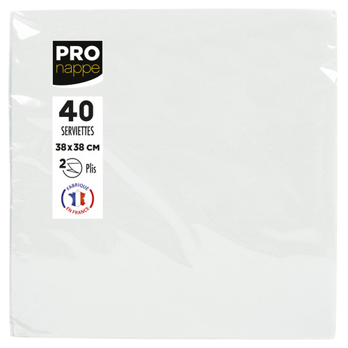 Serviette ouate dimension 38x38. couleur blanche.