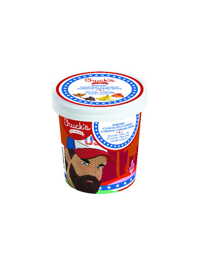 Crème glacée banane èclat de chocolat, amandes et coulis de caramel
