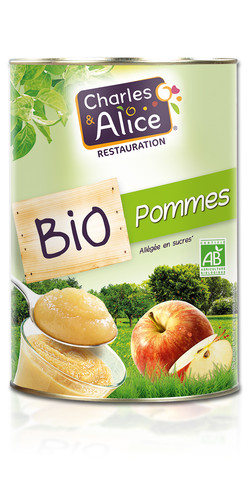 Compote de pommes allégée en sucres bio 