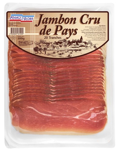 Jambon cru de pays tranché 20 tranches 