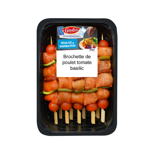 Brochettes de poulet extra tendre tomate basilic 