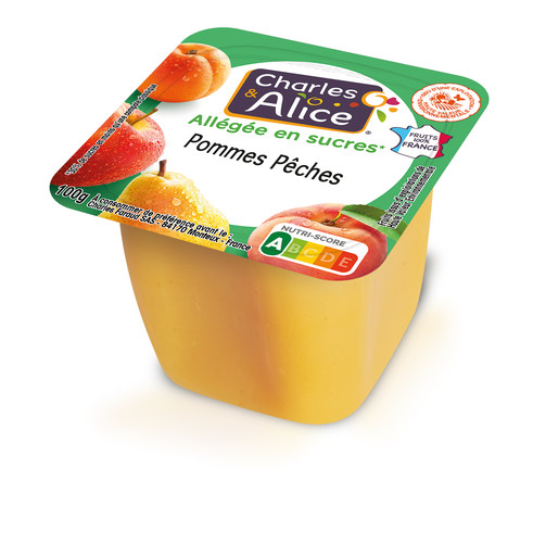 Compote pomme pêche allégée en sucres hve 