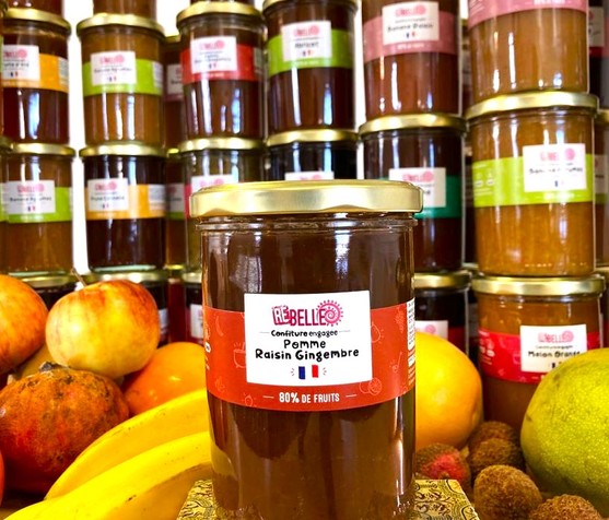 Confiture pomme raisin gingembre produit local 