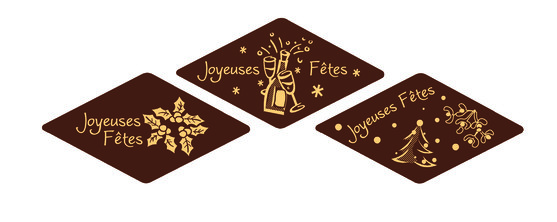 Losange chocolat joyeuses fêtes - impression or 