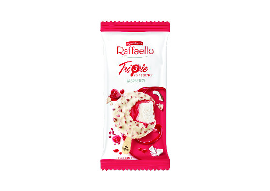 Bâtonnet raffaello saveur noix de coco sauce framboise 