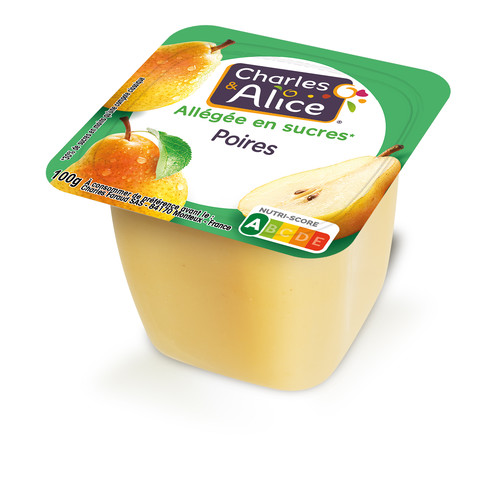 Compote de poires allegee en sucres barquette de 100 g