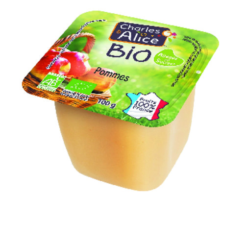 Compote de pomme bio allégées en sucres 