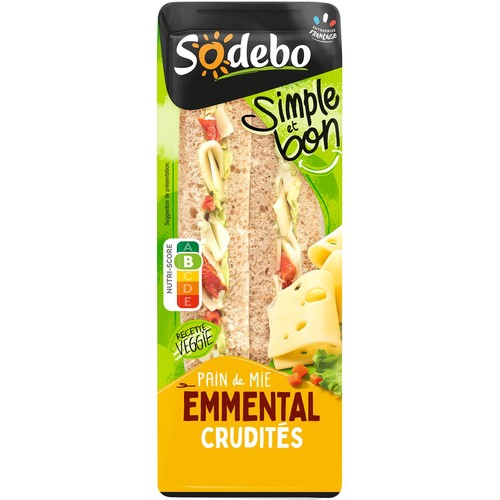 Sandwich club 125 g emmental crudites colis de 8