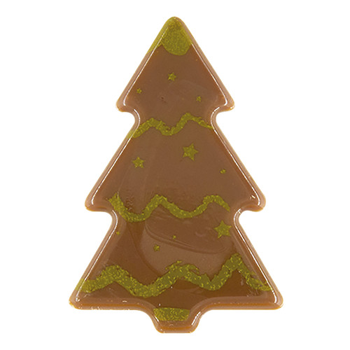 Décor chocolat au lait sapin guirlande verte 40 x 27 mm 