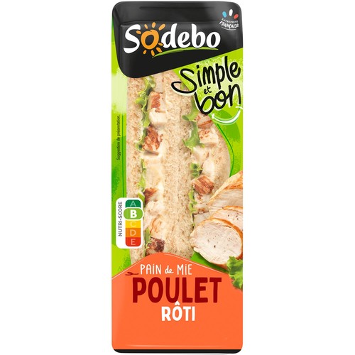 Sandwich au pain complet poulet rôti 