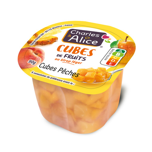 Cubes de peches au sirop léger  