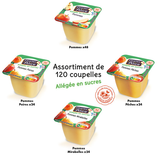 Assortiment compote 4 parfums allégées en sucres hve 