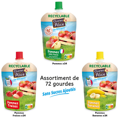 Gourdes assortis 3 parfums sans sucres ajoutés hve 