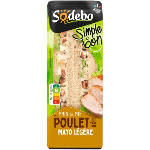 Sandwich simple et bon club au poulet et à la mayonnaise légère