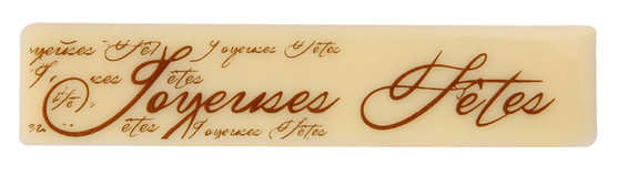 Rectangle joyeuses fêtes écriture chocolat blanc 