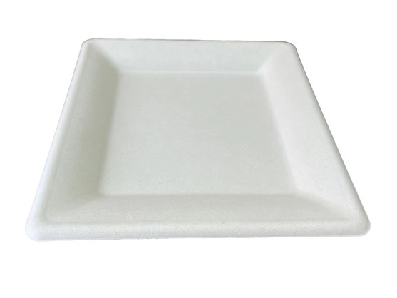 Assiette carrée bagasse naturel diamètre 260 mm