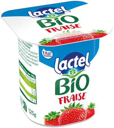 Yaourt à la fraise bio pot de 125 g lot de 4 pots