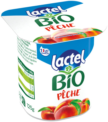 Yaourt à la pêche bio pot de 125 g lot de 4 pots