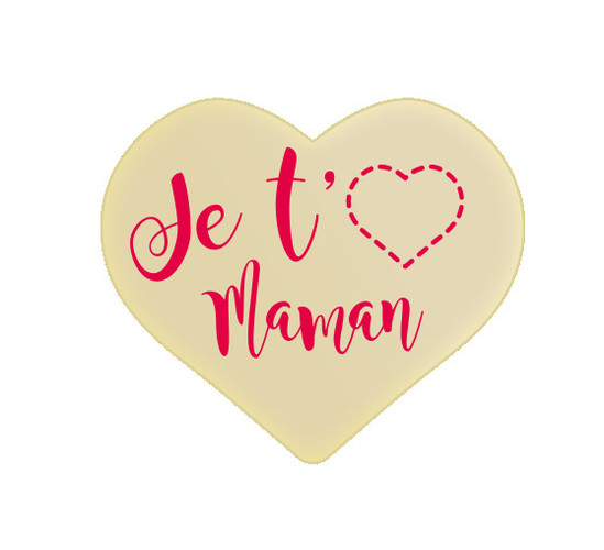 Décor coeur je t'm maman chocolat blanc 