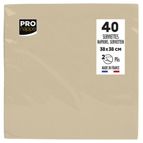 Serviette ouate dimension 38x38 couleur ficelle