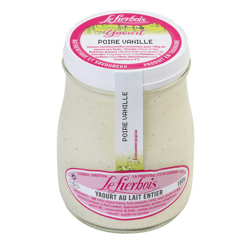 Yaourt au lait entier à la poire et vanille 