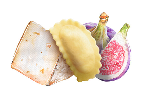 Agnolotti figues pecorino  