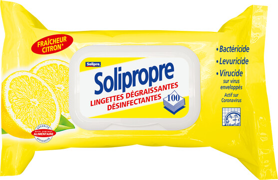 Lingettes dégraissantes et désinfectantes parfum citron 
